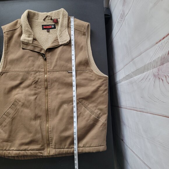 Wolverine 100% Cotton Canvas Sherpa Lined Work Full Zip Vest, Men’s L, Brown, Pl - Picture 10 of 10